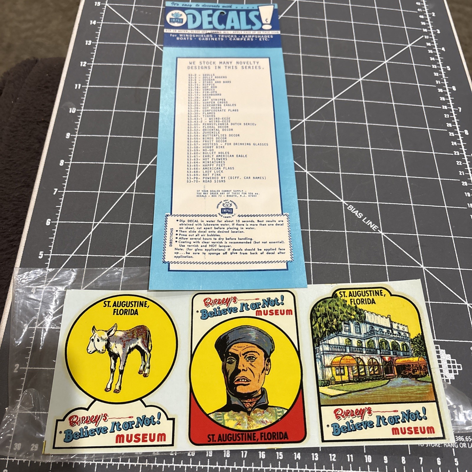 Vintage IMPKO Ripleys Believe It Or Not Decals With Advertising Cardboard Vintage IMPKO Ripleys Believe It Or Not Decals With Advertising Cardboard