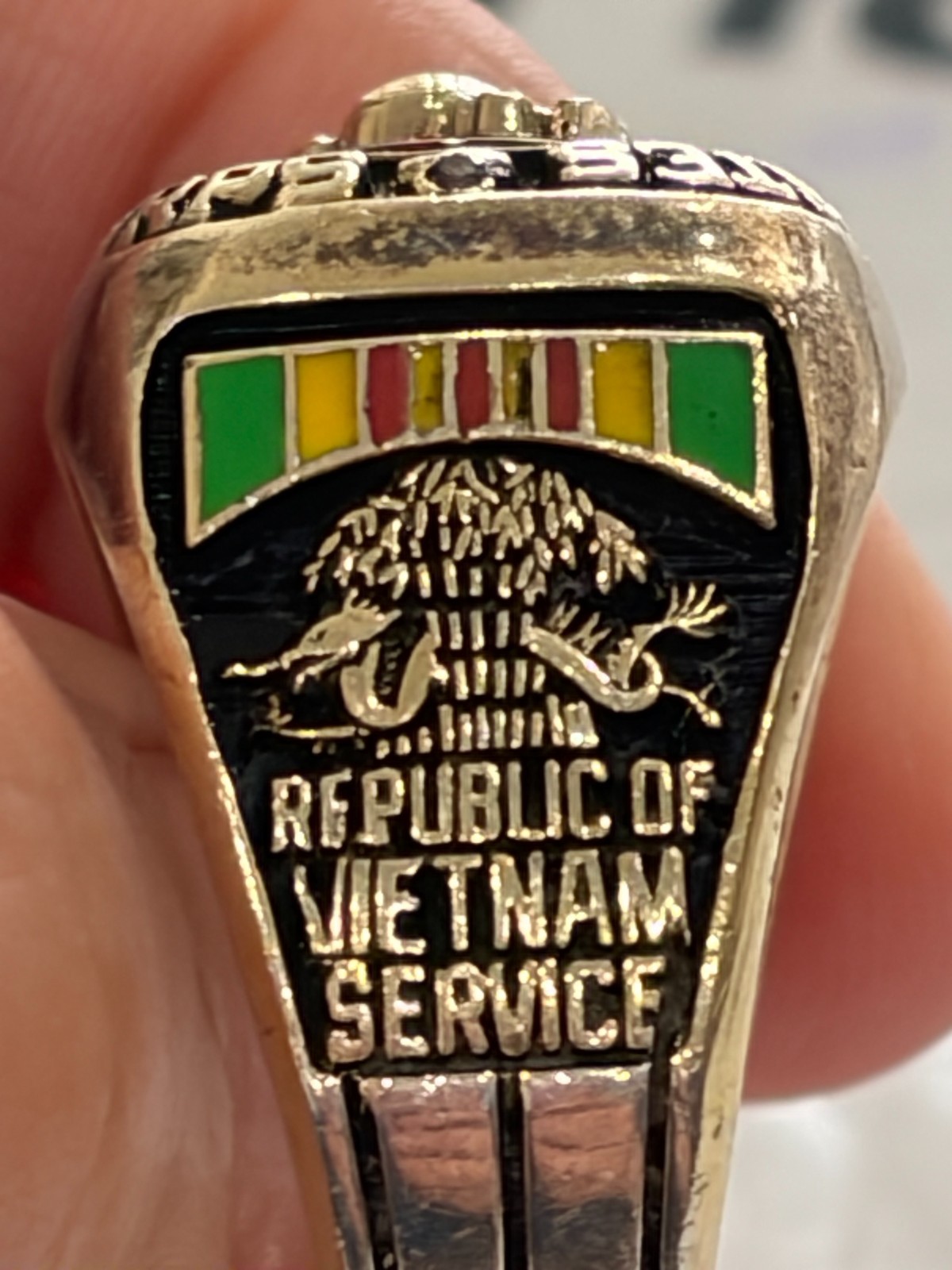 Vtg Crest Craft USMC Vietnam Ring Ster. Silver Purple Heart Size 12.5 24. grams