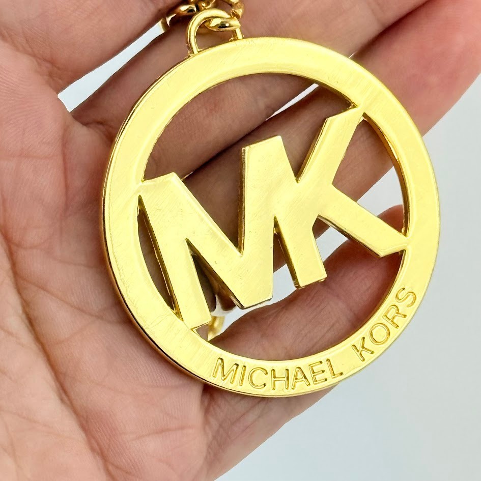Michael Kors MK Logo Gold Tone Metal Key Chain Bag Charm Lobster Clasp