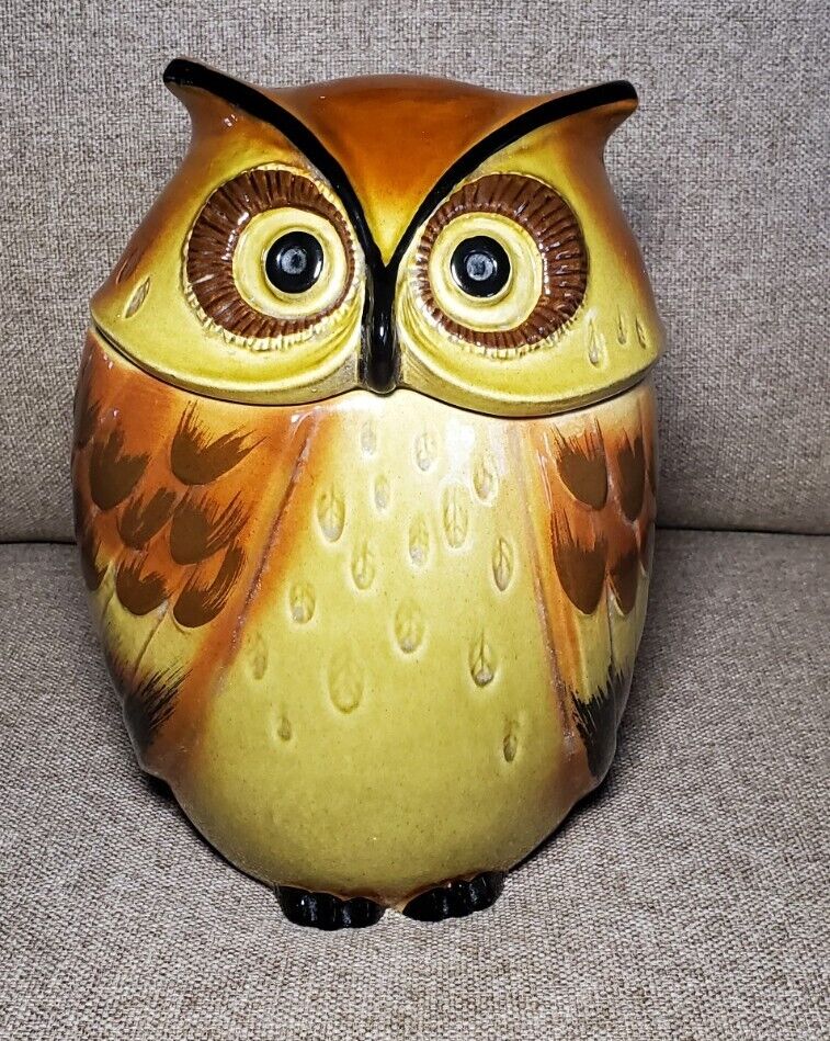 Vintage METLOX POPPYTRAIL OWL - COOKIE JAR - California Pottery -MCM Retro