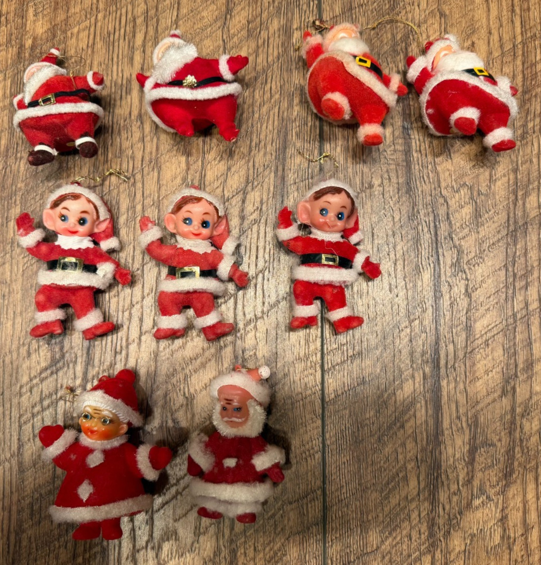 Lot of 9 Vintage Flocked 3.5