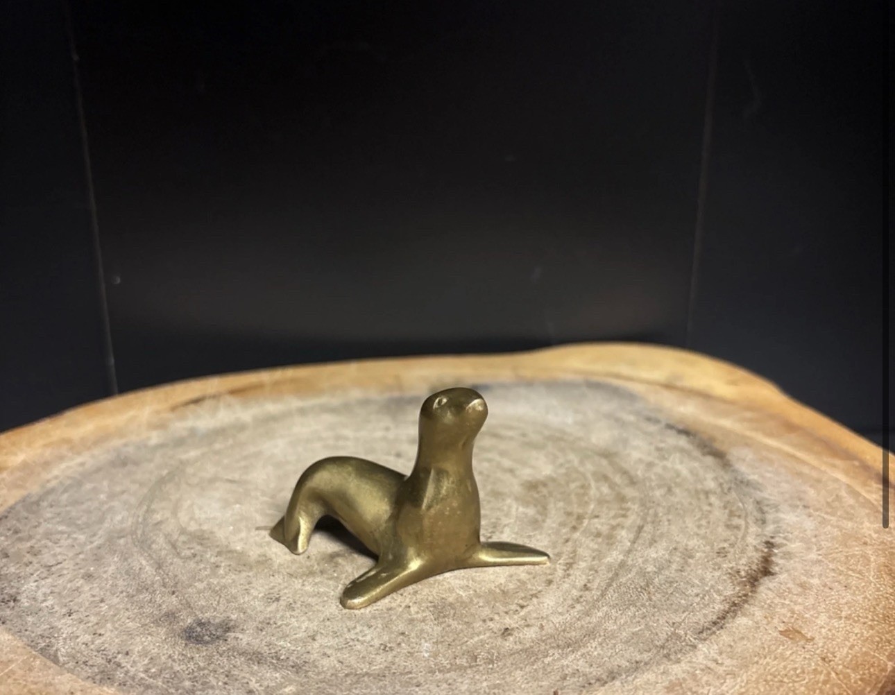vintage, solid brass miniature seal figurine