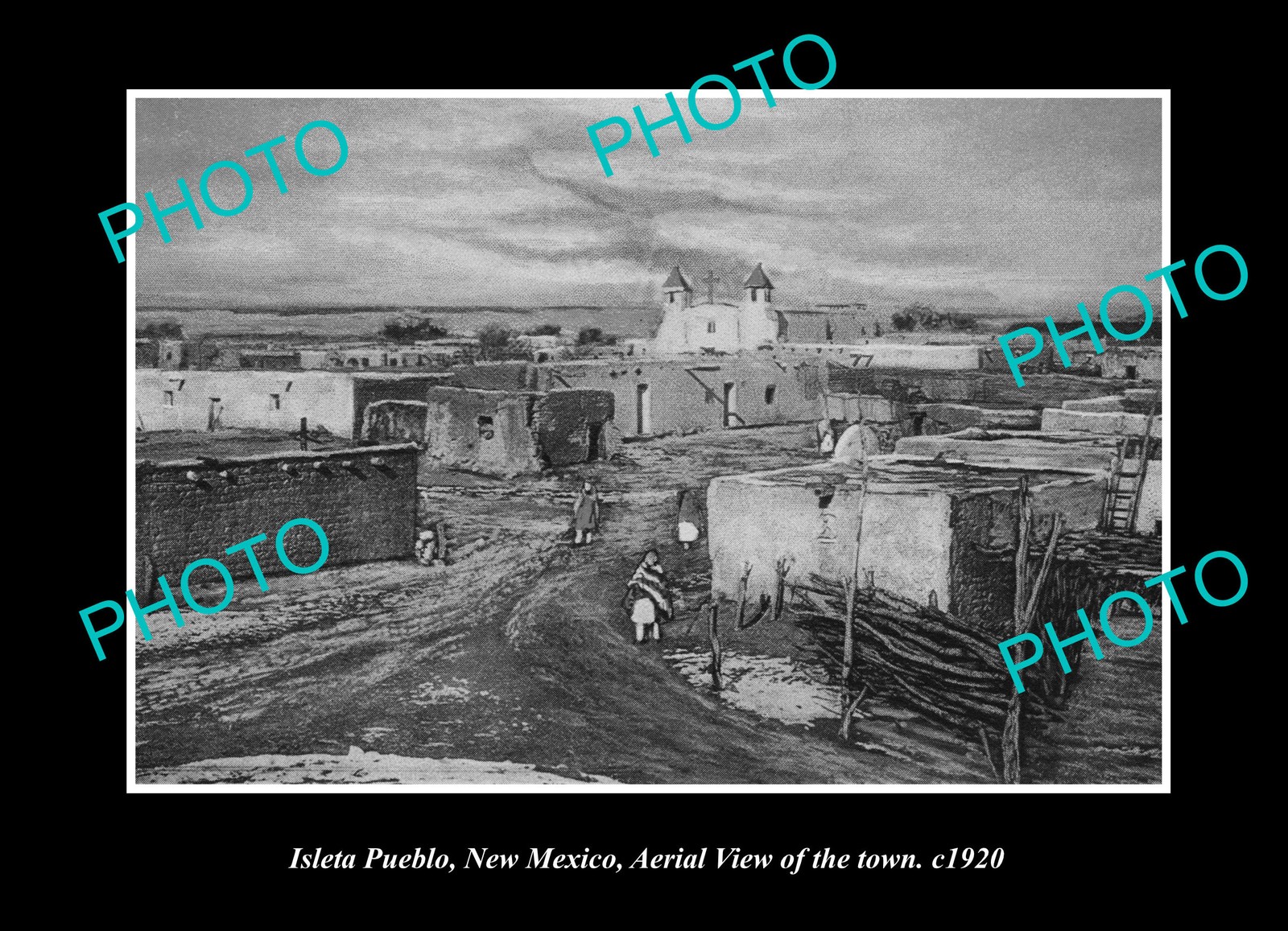 Isleta Pueblo New Mexico View Of The Town c1920 Old Large Historic Photo