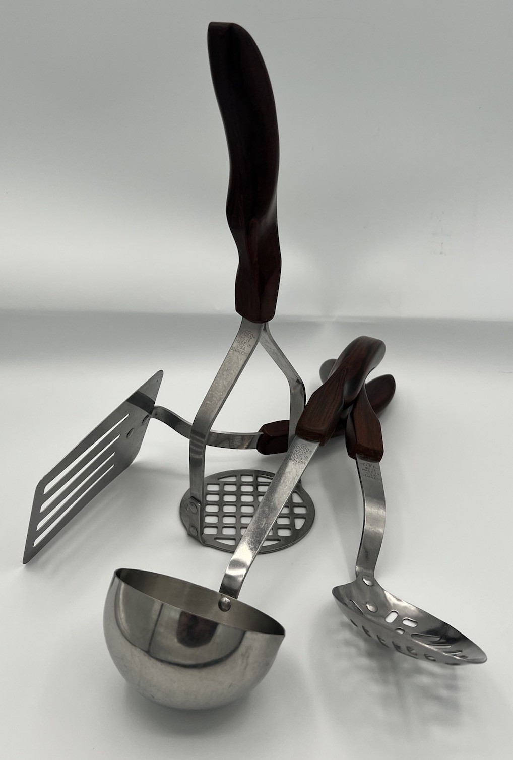 Vintage CUTCO 4-Piece Kitchen Utensil Set No. 13 14 15 16 Brown Handle USA