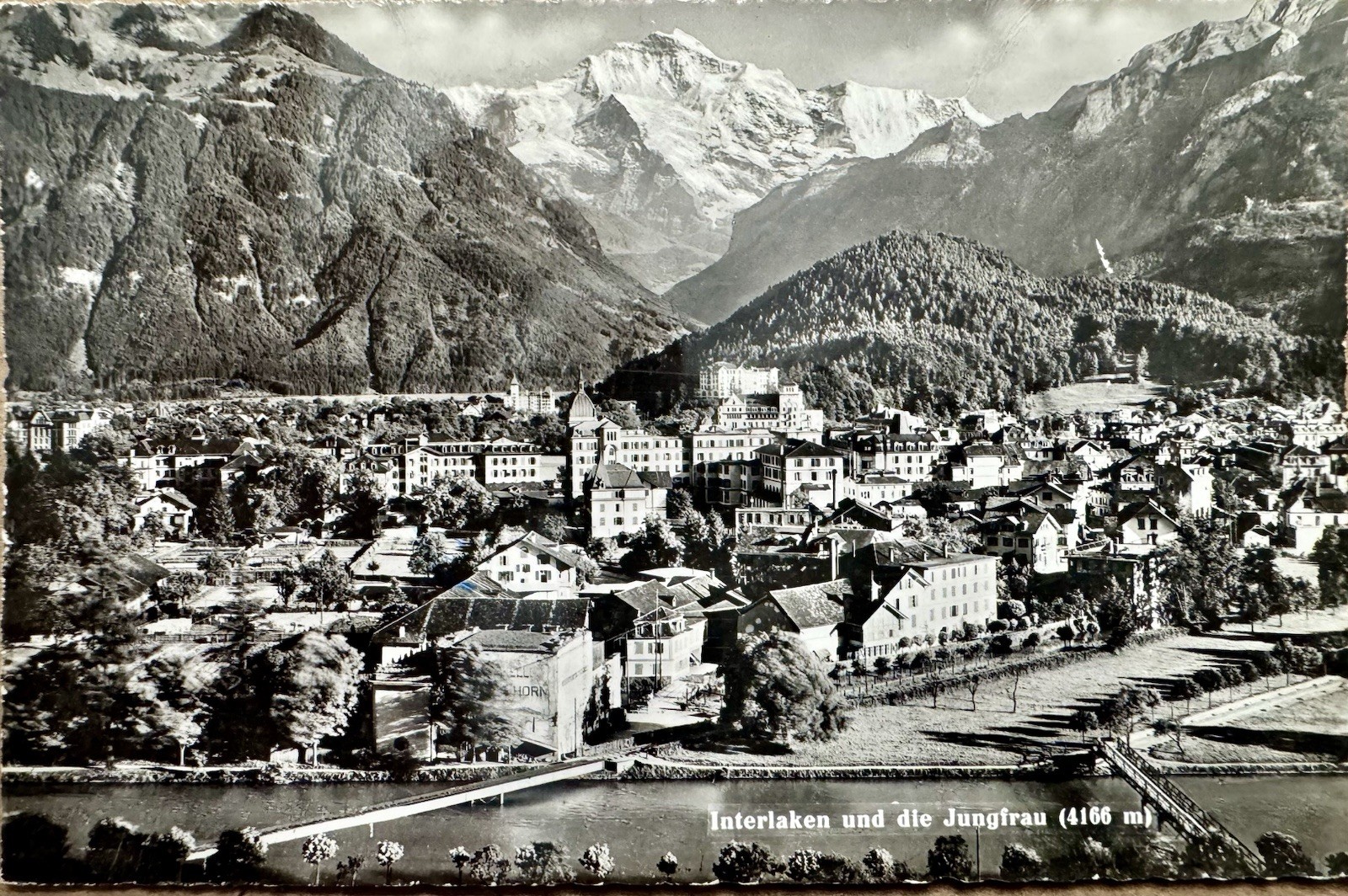 Switzerland 1960 Interlaken Jungfrau Postcard Unterseen Airmail  Michel 711 715