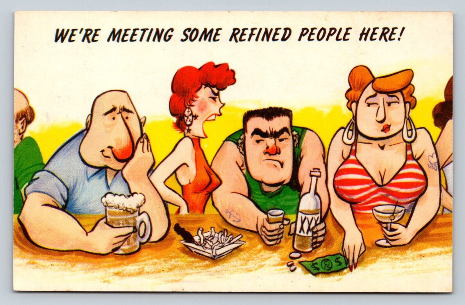 c1962 We're Meeting Some Refined People Here VINTAGE Comic Postcard