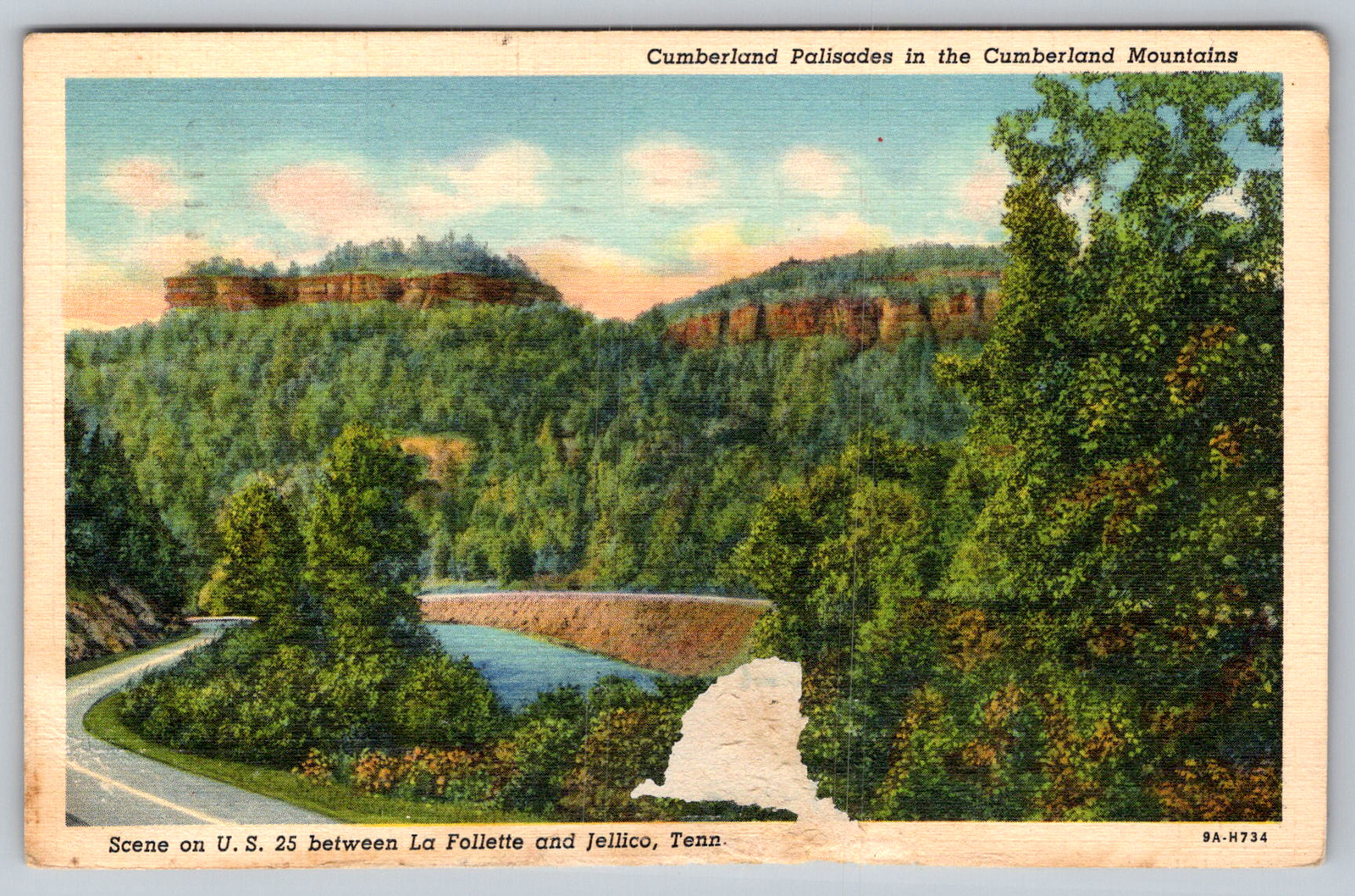 c1940s Cumberland Palisades Knoxville TN La Follette Postcard