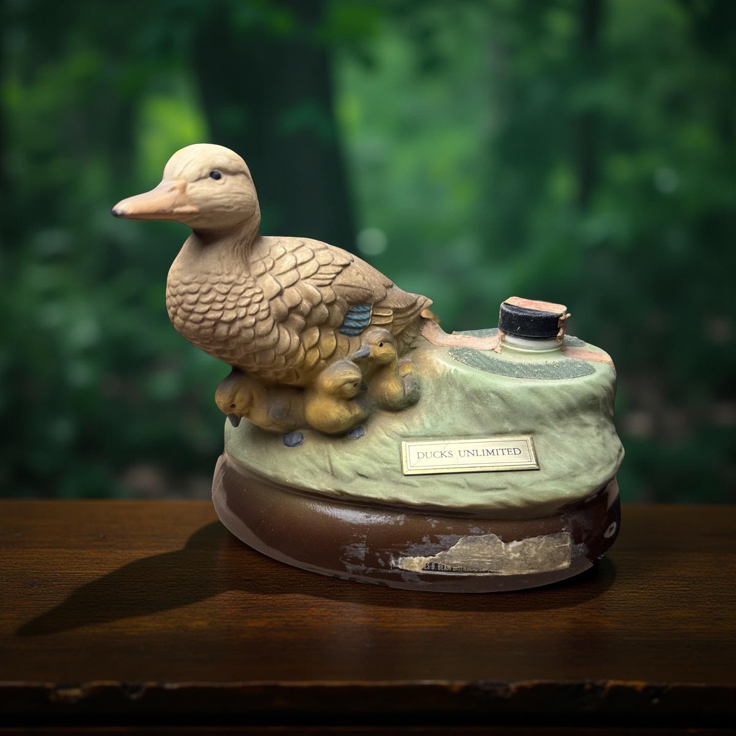Vintage 1984 Jim Beam Ducks Unlimited Gadwall Family Decanter Regal China Empty