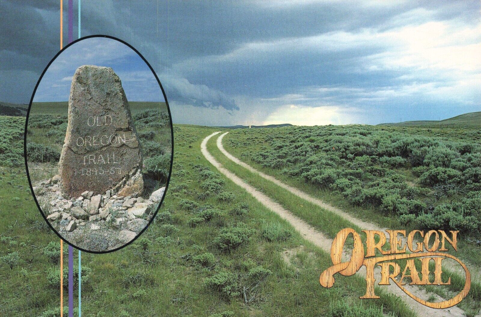 Postcard OR Oregon Trail South Pass Marker Large Wheeled Wagon Route Emigrant