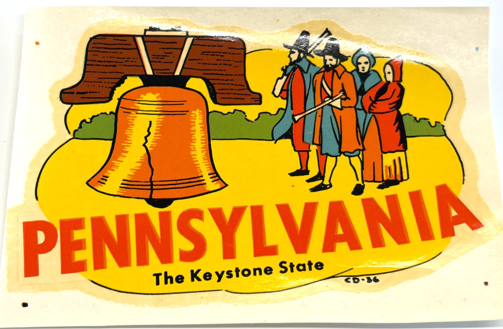 c1950s Pennsylvania Souvenir Window Decal Keystone State Pilgrims
