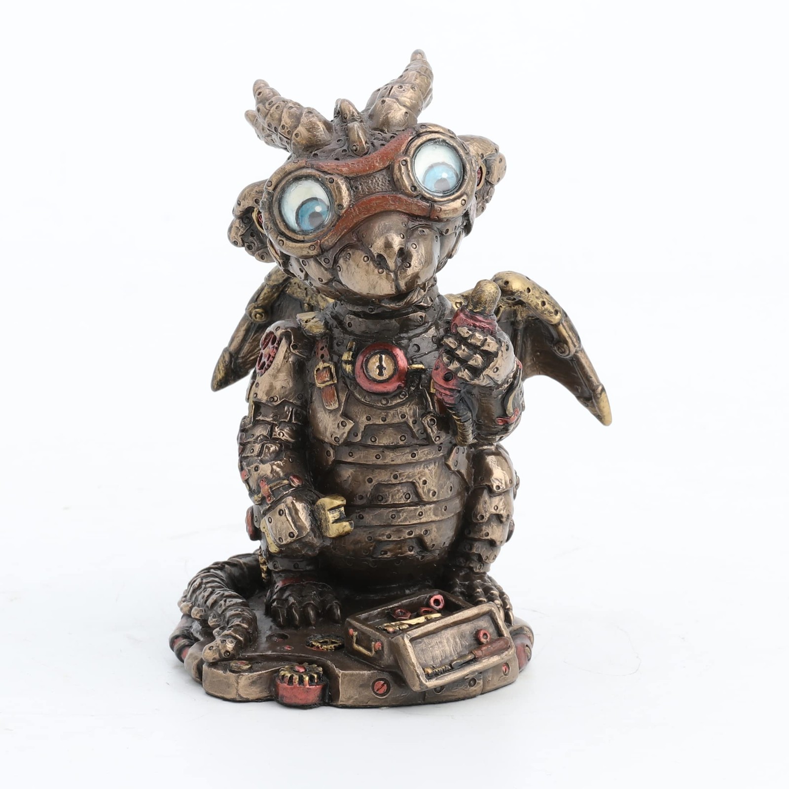 Veronese Design Steampunk Dragon Tinkerer w/Goggles Mechanical Gear Resin Veronese Design Steampunk Dragon Tinkerer w/Goggles Mechanical Gear Resin