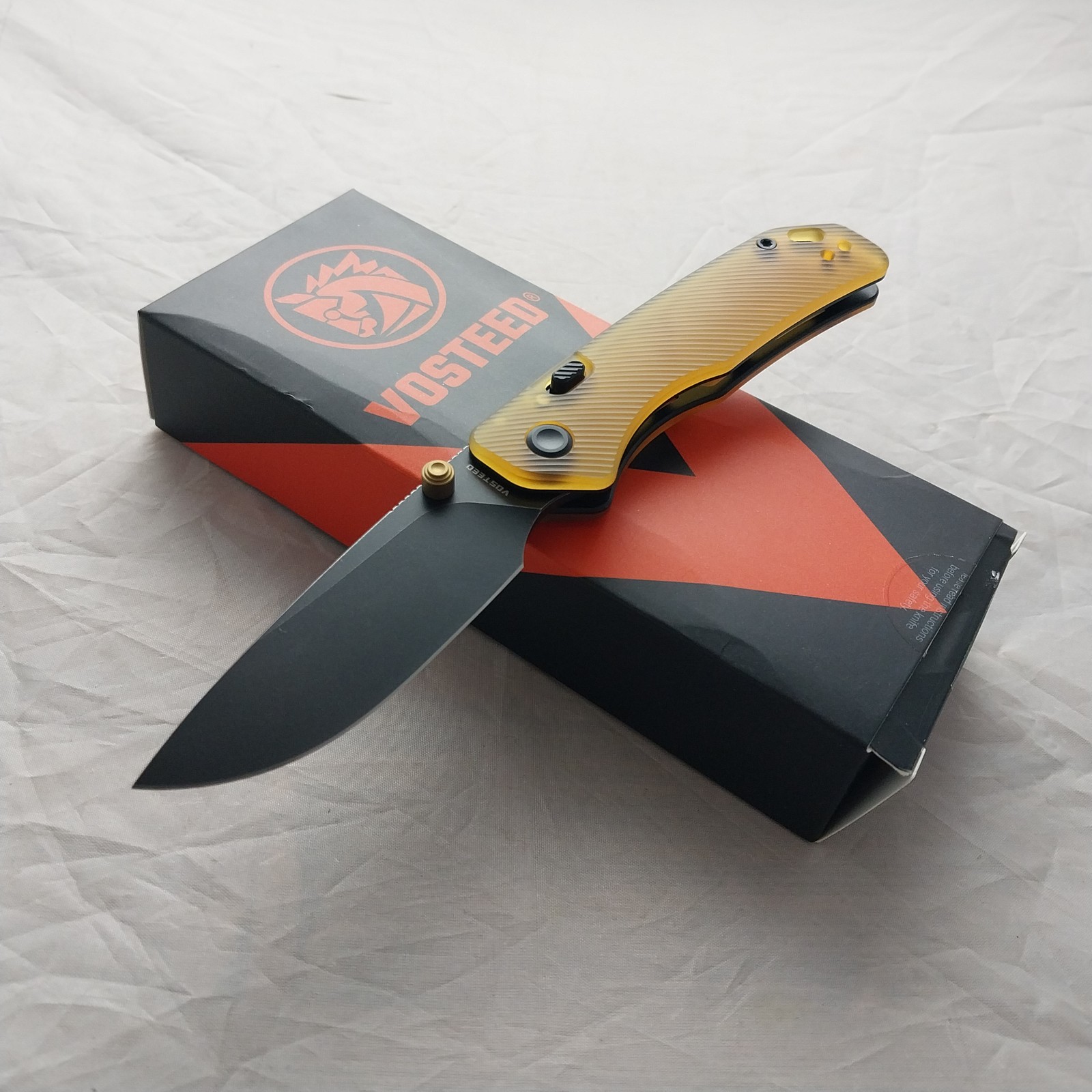 Vosteed Marten Top Linerlock Amber Ultem Folding 154CM Pocket Knife A1607