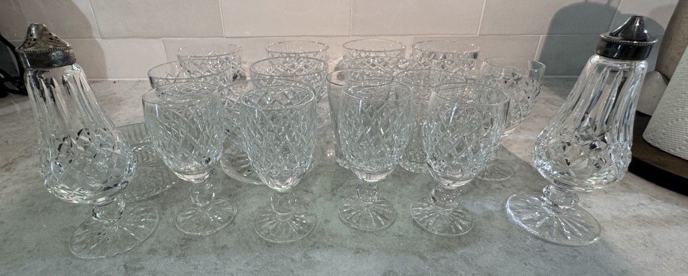 23 Pieces Of Beautiful Vintage Waterford Crystal 