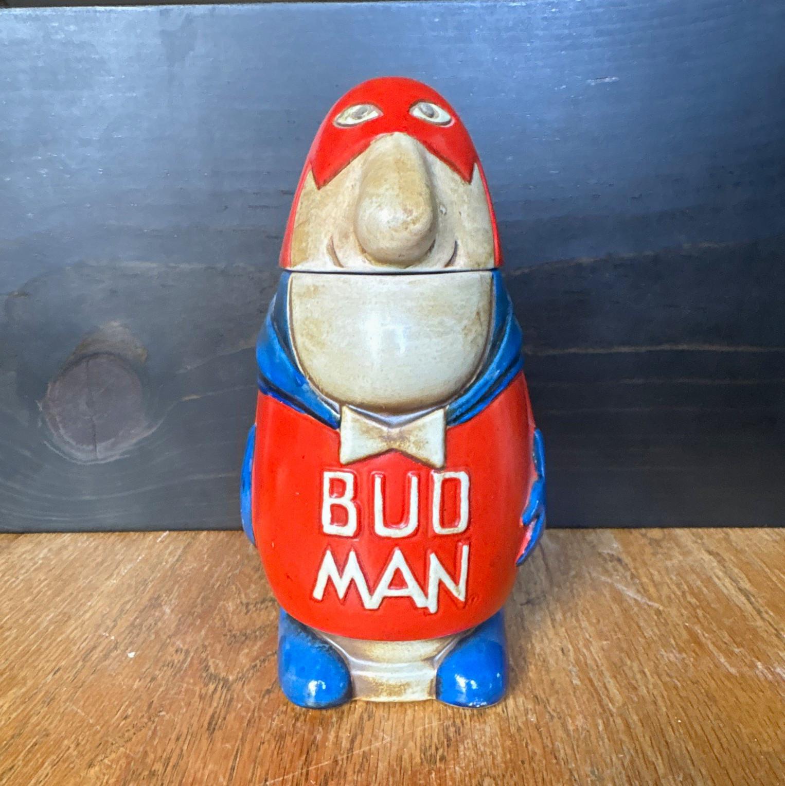 Vintage Budweiser Bud Man Breweriana Lidded Beer Stein Mug Hinged Lid