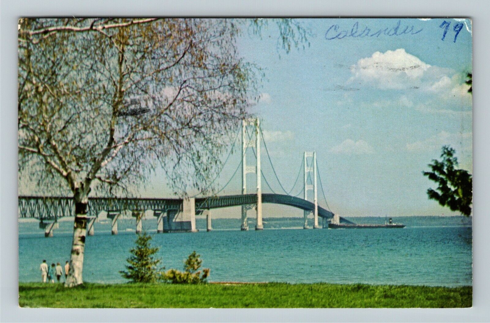 Mackinac MI-Michigan, Mackinac Bridge, c1979 Vintage Postcard