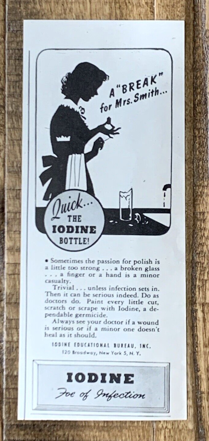 Iodine Educational Bureau Broadway New York Vintage Print Ad 1945 0488