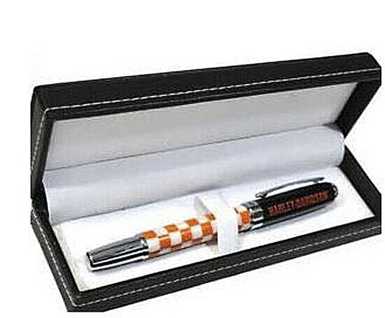 Harley-Davidson Refillable Orange Checkered Ink Pen with Gift Box HDL-20113