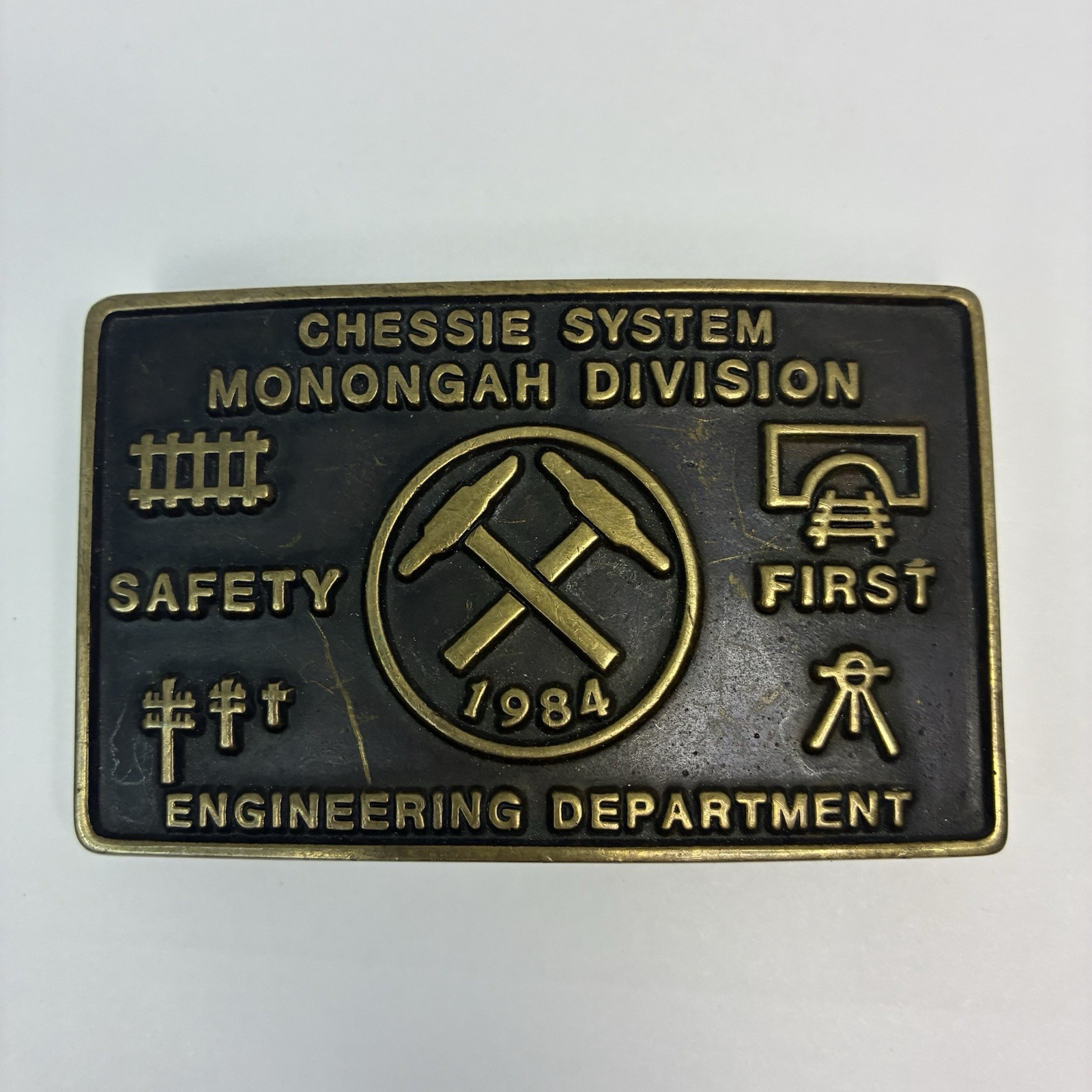 Vintage 1984 Chessie System Monongah Division Brass Belt Buckle Anacortes Works