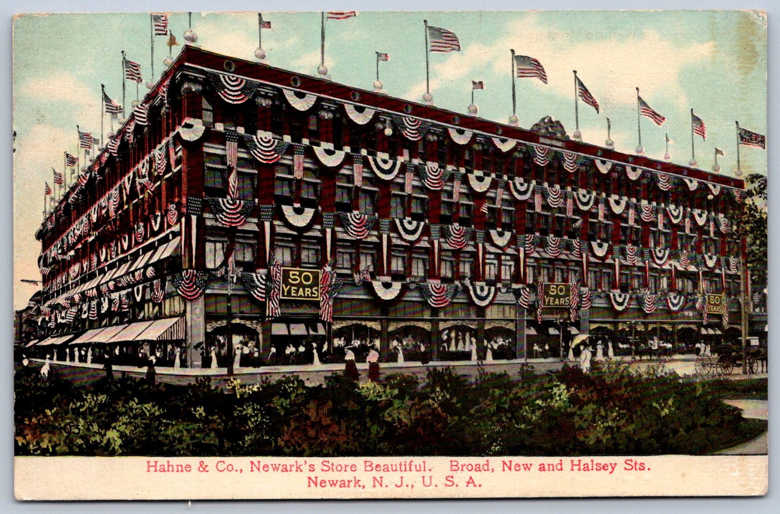 K28/ Newark New Jersey Postcard c1910 Hahne & Co Department Store 154