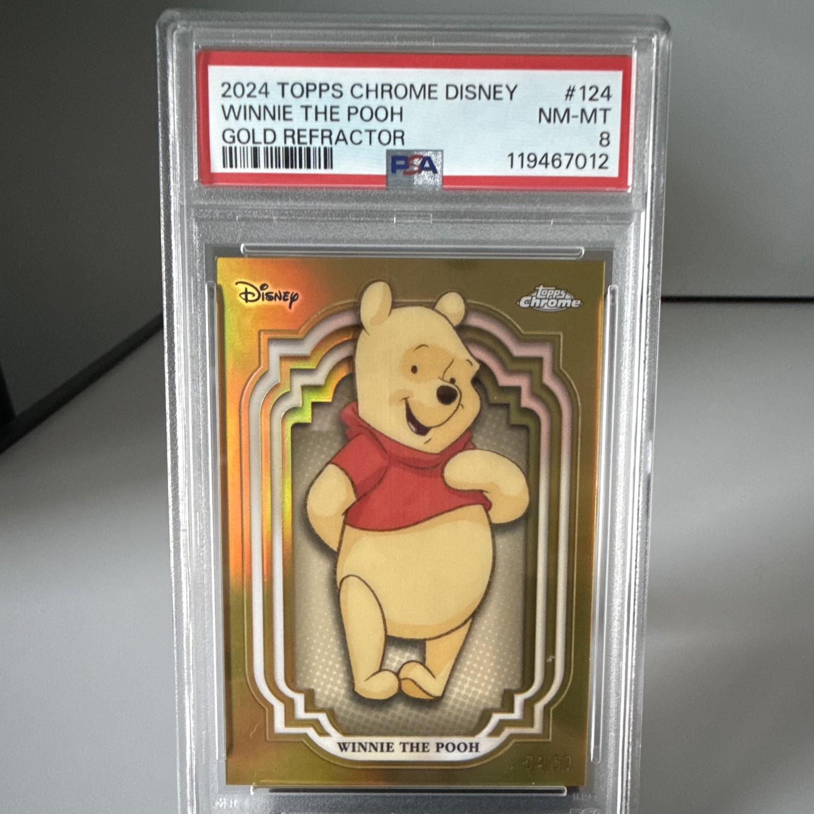Topps 2024 Topps Chrome Disney Winnie the Pooh #124 Gold Refractor 04/50 PSA 8