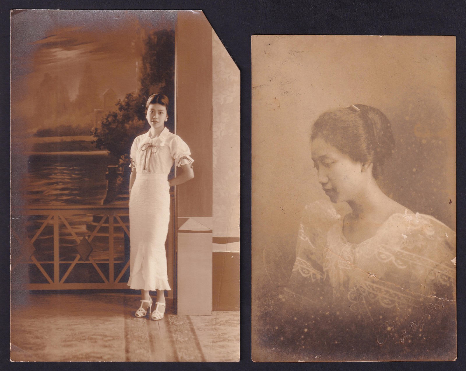 Philippines Studio Portrait of a Filipina RPPC Vintage Postcard