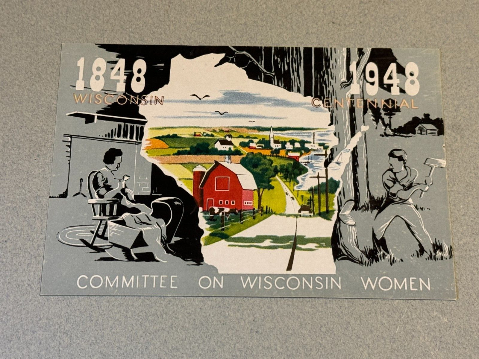 Vintage Committee on Wisconsin Women 1948 Centennial Postcard
