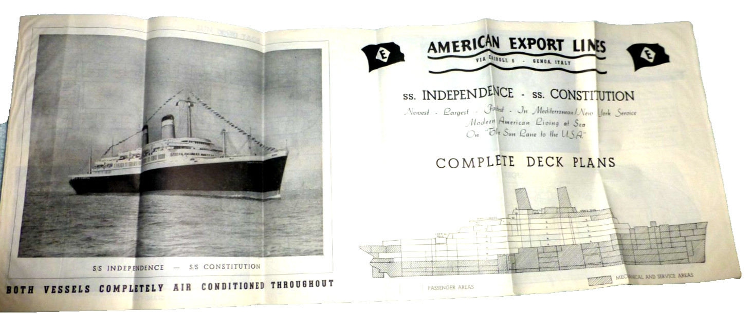PAMPHLET SHIP COMPLETE DECK PLANS SS EXETER SS INDEPENDENCE AMERICAN EXPORT LINE