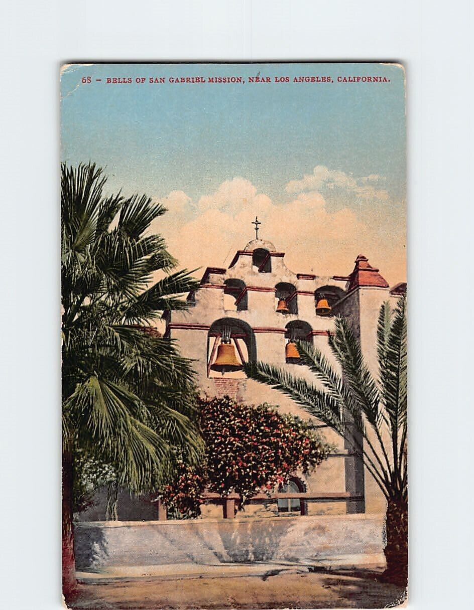 Postcard Bells Of San Gabriel Mission, San Gabriel, California