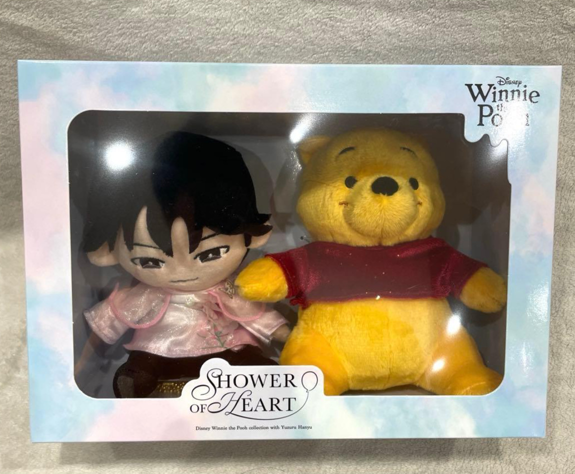 Yuzuru Hanyu × Winnie the Pooh Shower of Heart Plush Doll Mascot Keychain