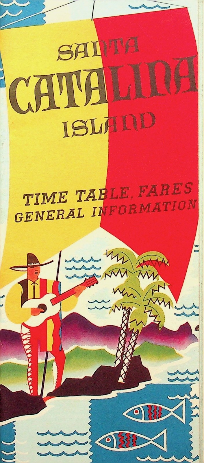 Vintage 1936 Santa Catalina Island Brochure: Plane Time Table Table & Fares-E6G