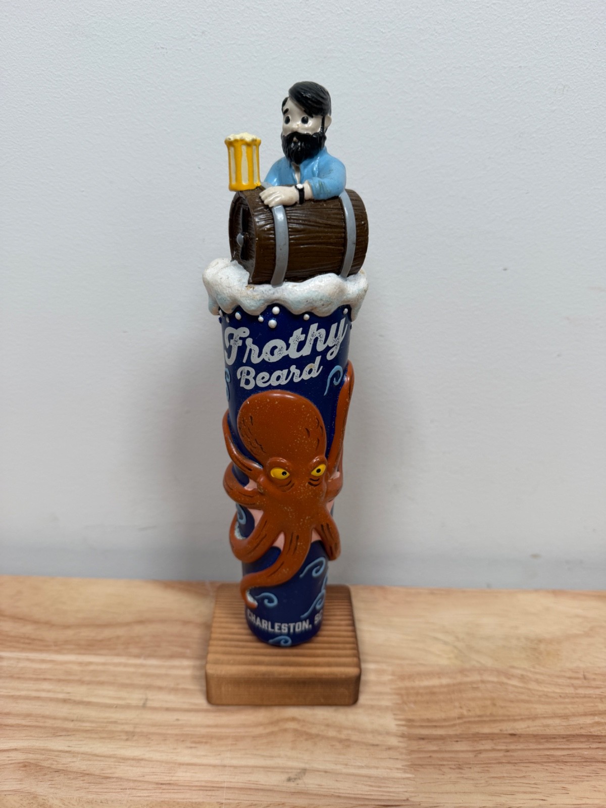 Frothy Beard Shipwrecked Brewer & Octopus Beer Tap Handle - Good Condition