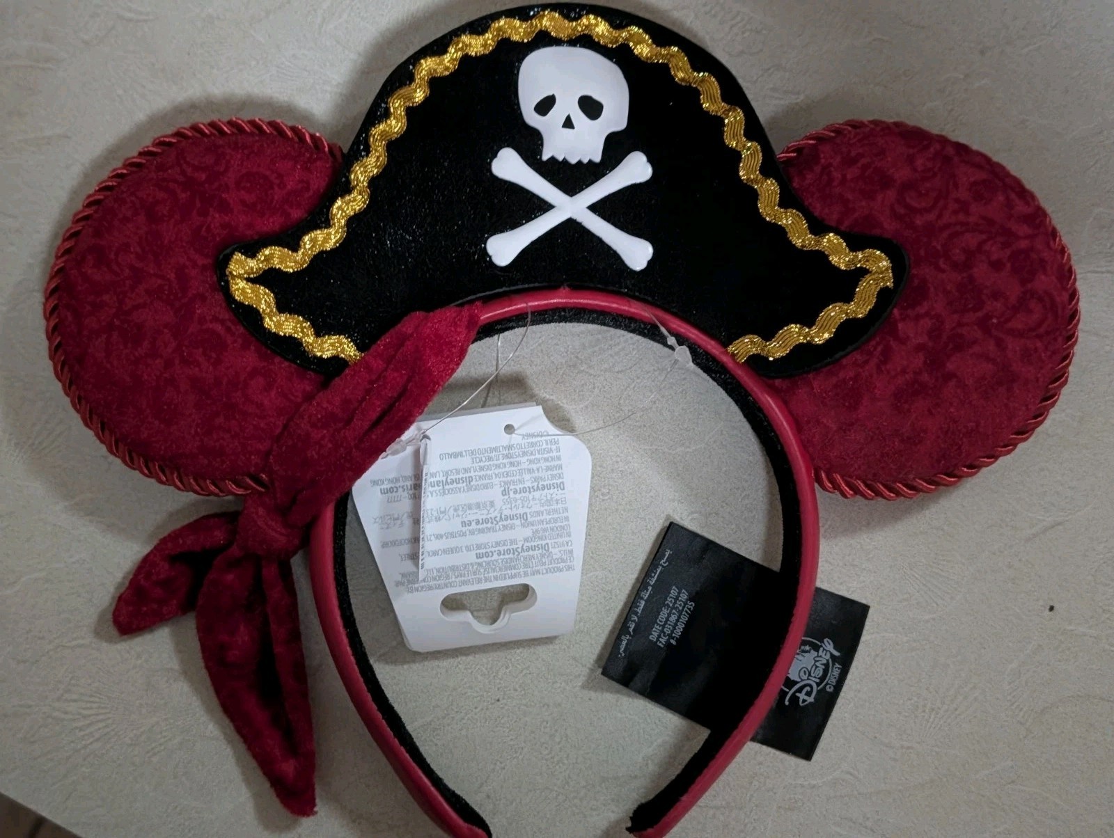 Disney Parks Pirates of the Caribbean Red Ears Headband New