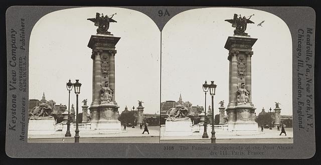 The famous bridgeheads of the Pont Alexander III, Paris, France  Old Photo