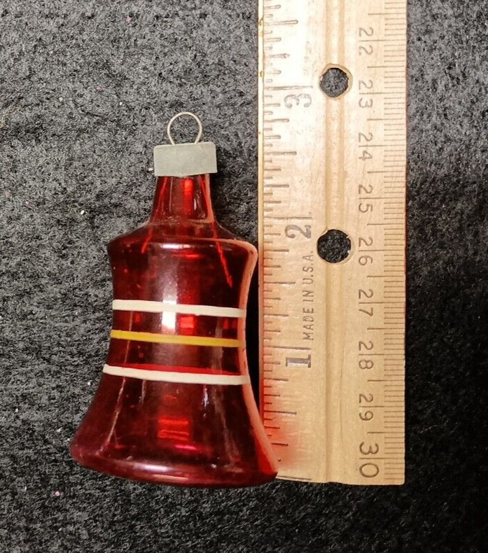 Vintage Premier Christmas ornament WWII era Un silvered stunning stripped bell