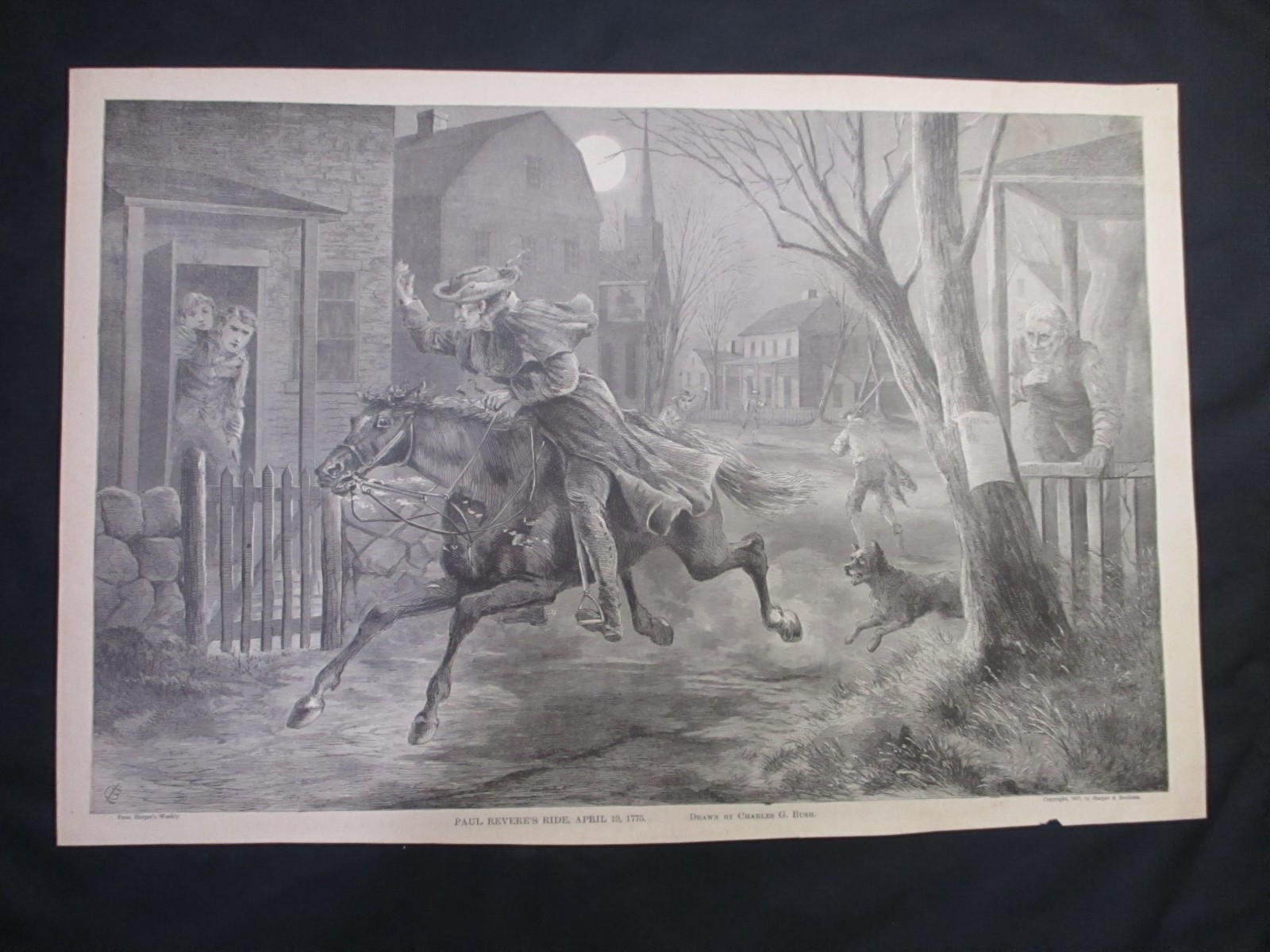 1894 Harper's Weekly Revolutionary War Print - Paul Revere's Ride, 1775