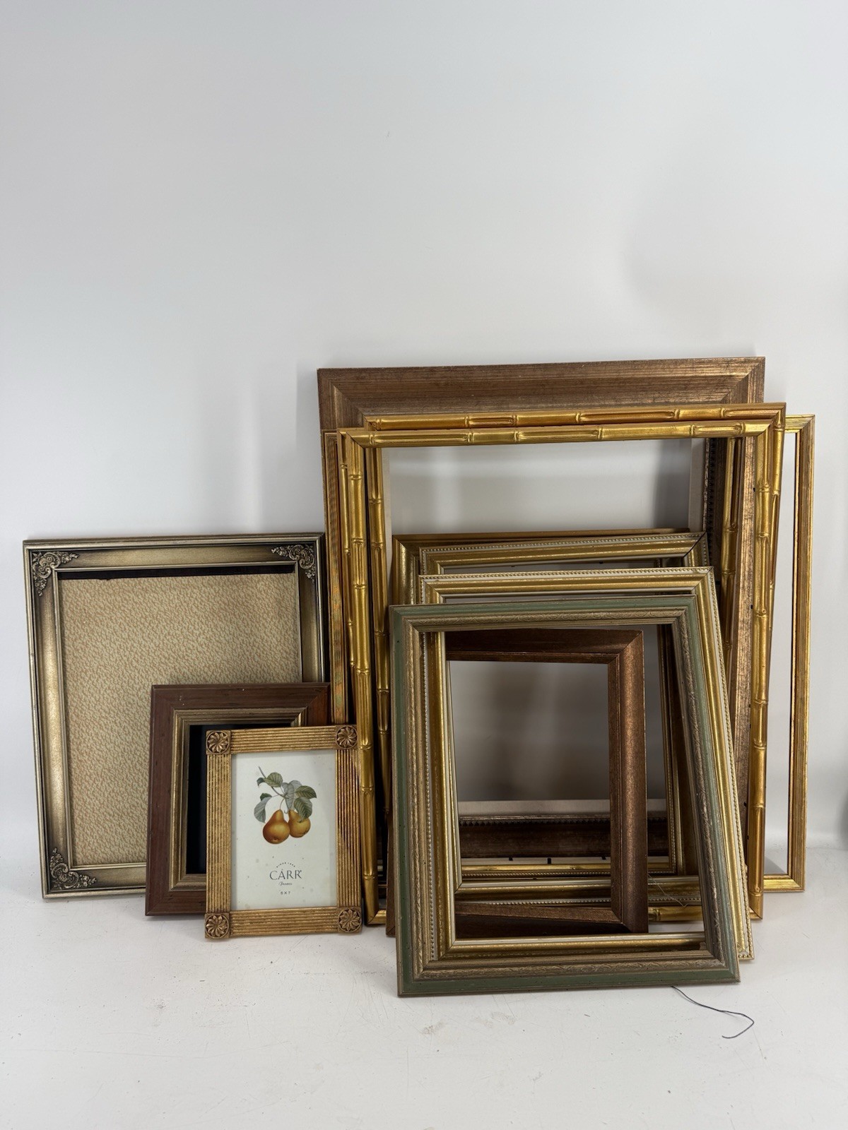 Mixed Lot of 13 Gold Picture Frames Vintage Faux Bamboo Italian Ornate Gilt Bead