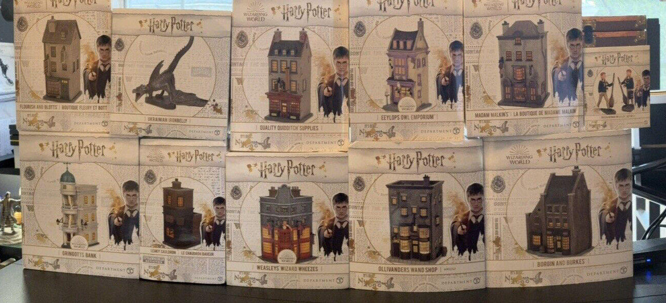 Department 56 Harry Potter Diagon Alley Village Set of 14 incl. Rare Ollivanders