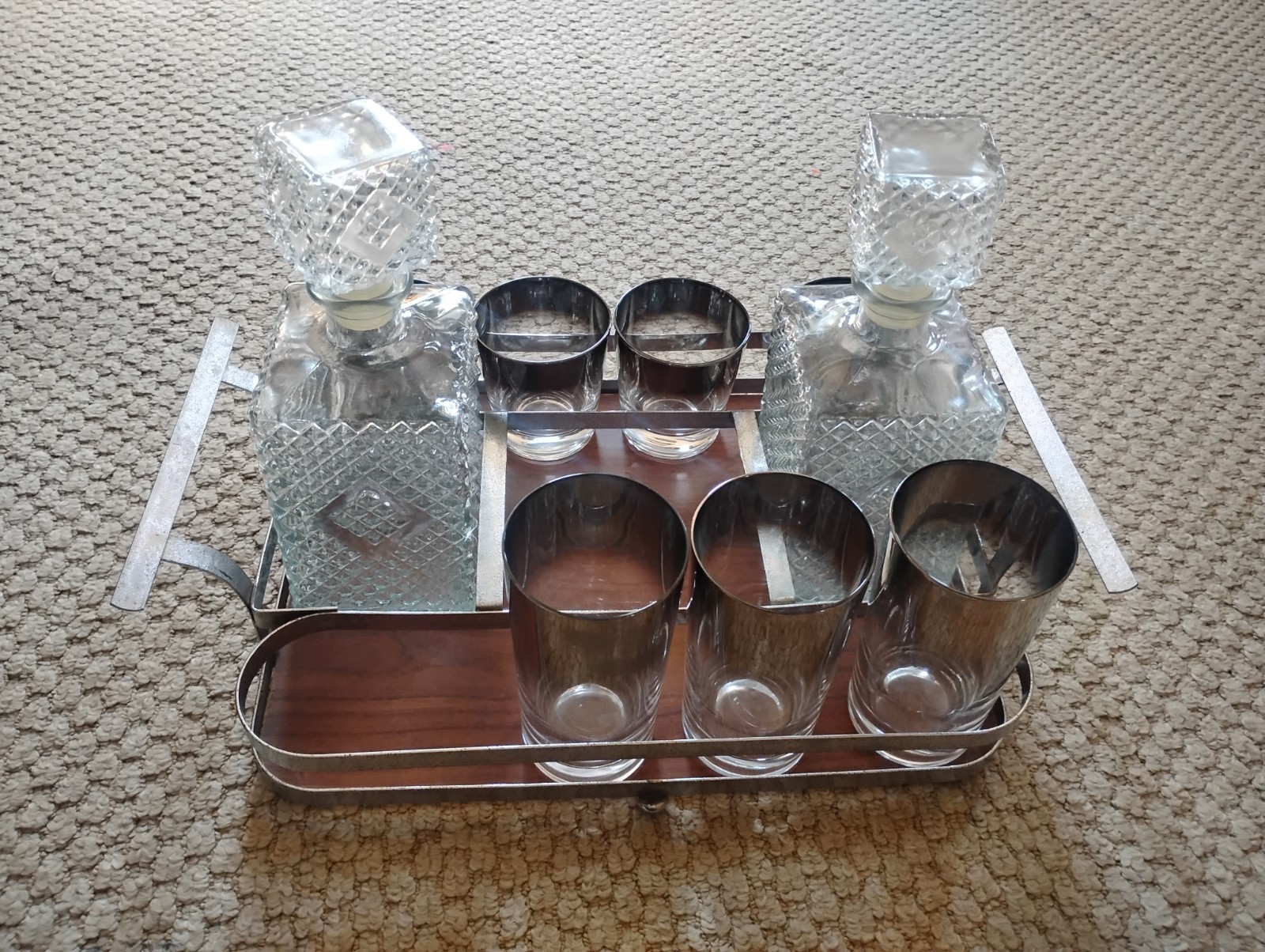 Retro,Vintage,MCM Cocktail Set. 40s 50s tabletop bar cart, Light Wear Missing 2 Retro,Vintage,MCM Cocktail Set. 40s 50s tabletop bar cart, Light Wear Missing 2