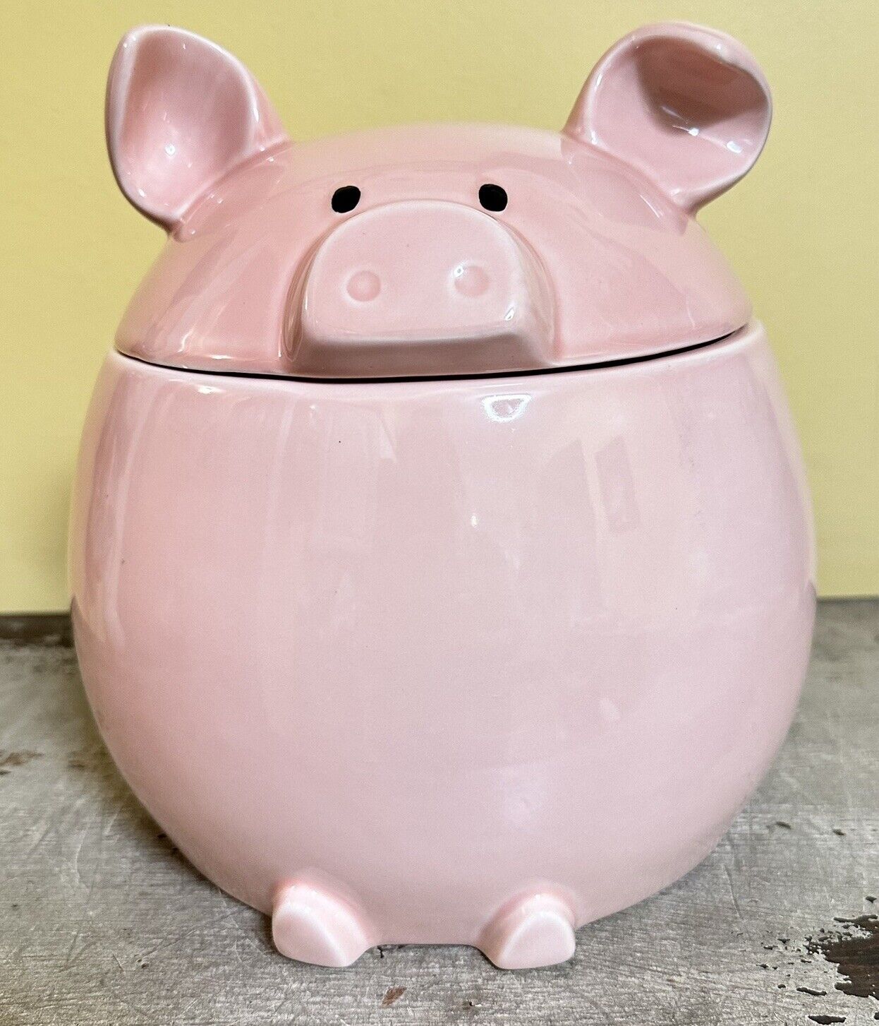 Piggy Pig Glazed Large 4 QT Ceramic Cookie Jar with Lid Small “Orson”