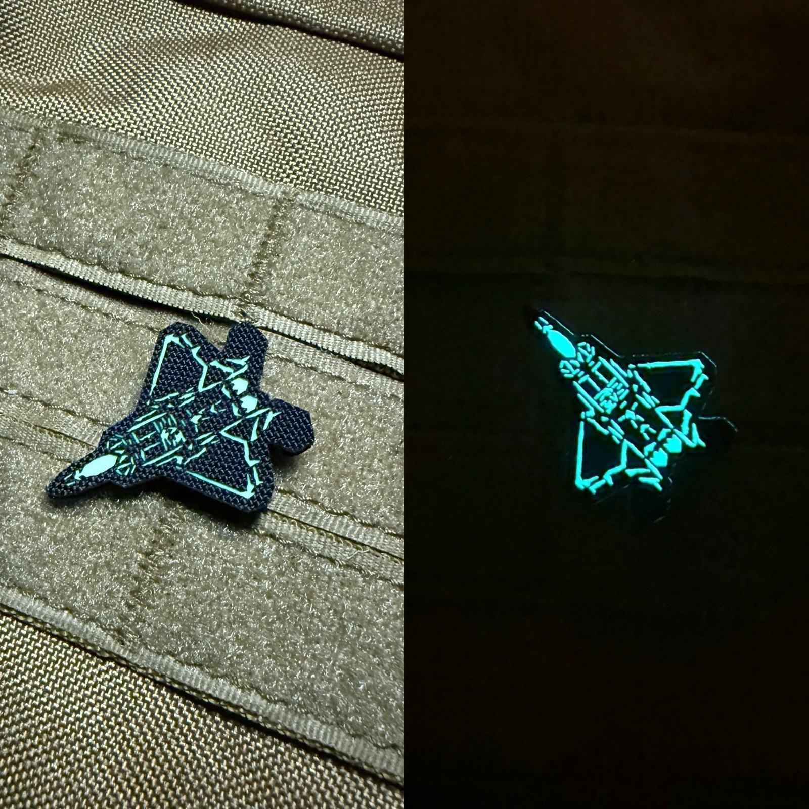 F-22 Raptor IR Glow Patch FIGHTER JET USAF F22 Hook Loop Black