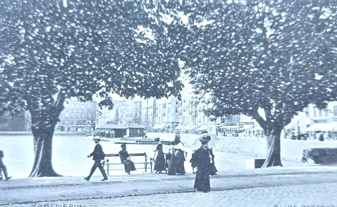 Antique 1910s Copenhagen Denmark Østerbrogade Pedestrians Street Postcard
