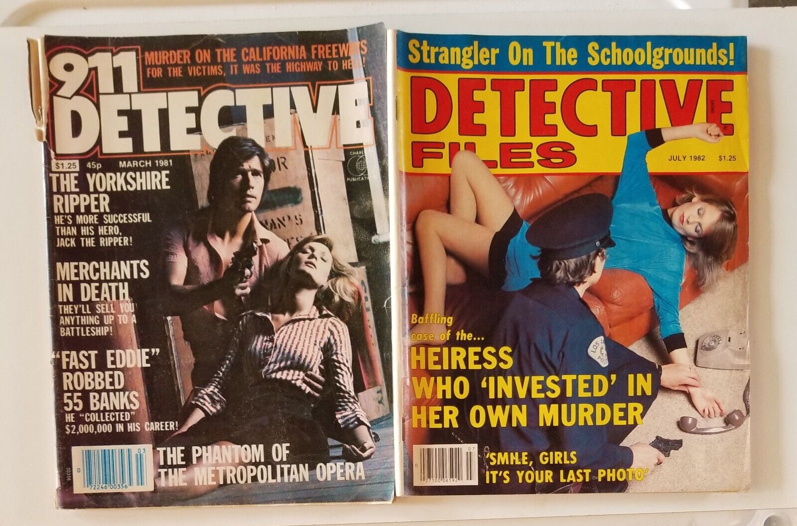 DETECTIVE FILES 1982 JULY & 911 DETECTIVE 1981 MARCH (lot of 2) Rough Shape PULP