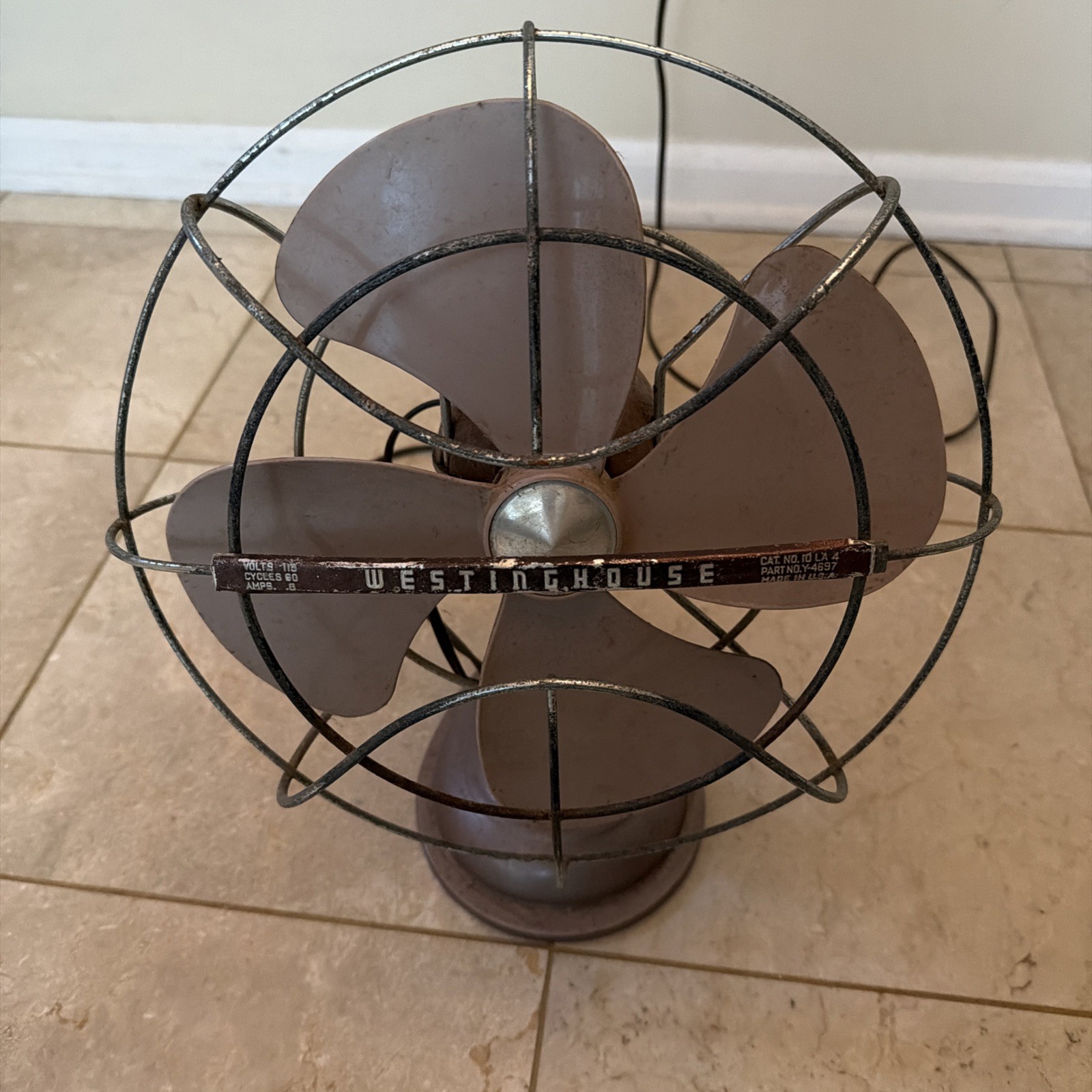 Vintage Mid-Century Westinghouse Desk Oscillating Table Fan No. 10 LA 4 Working