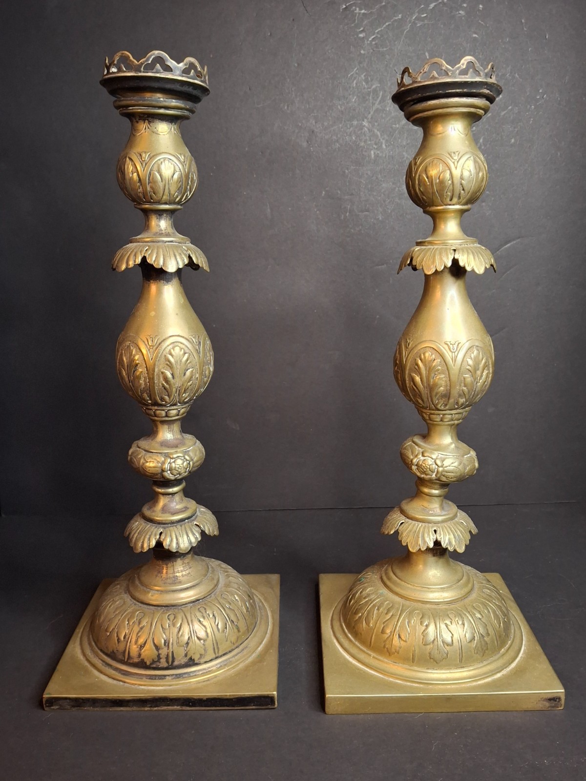 Antique Fraget Warsaw Silver Plate Candlesticks Pair Polish Judaica 3342 13\