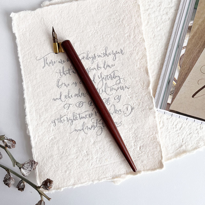 Wood Copperplate English Calligraphy Script Oblique Dip Pen Nib Holder
