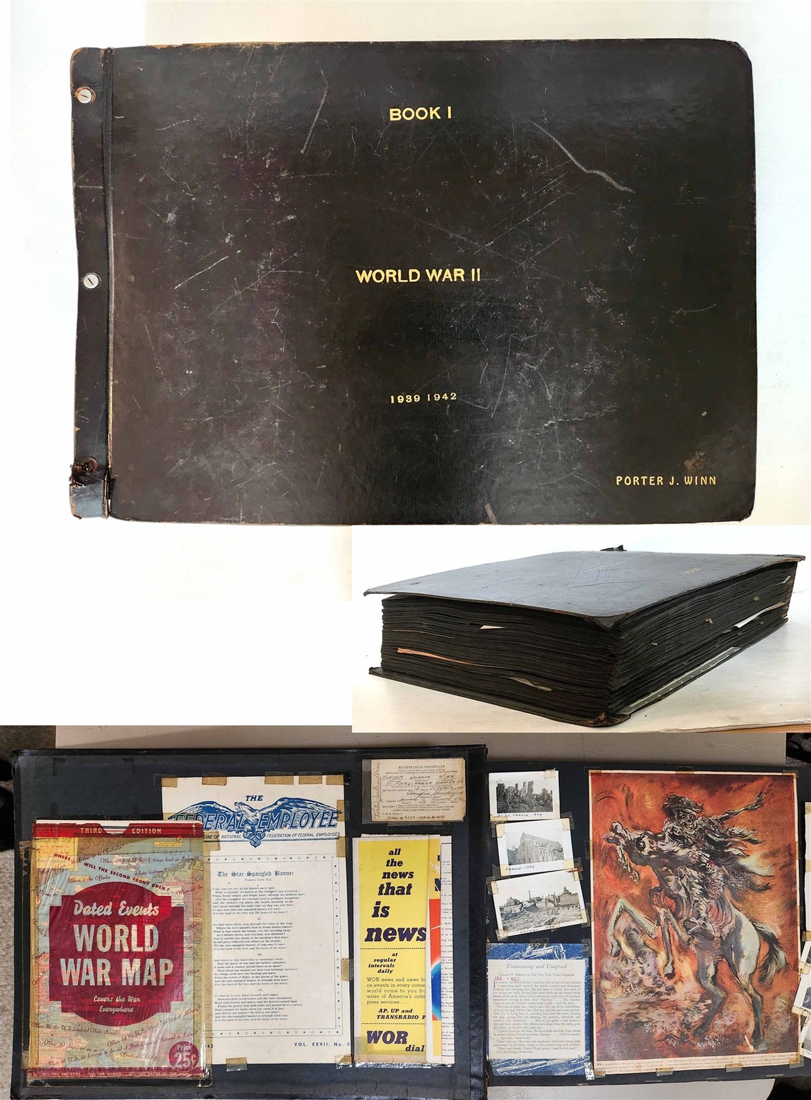 1939-42 vintage WWII SCRAPBOOK roanoke va PORTER J WINN 23lb NEWS PHOTOS history