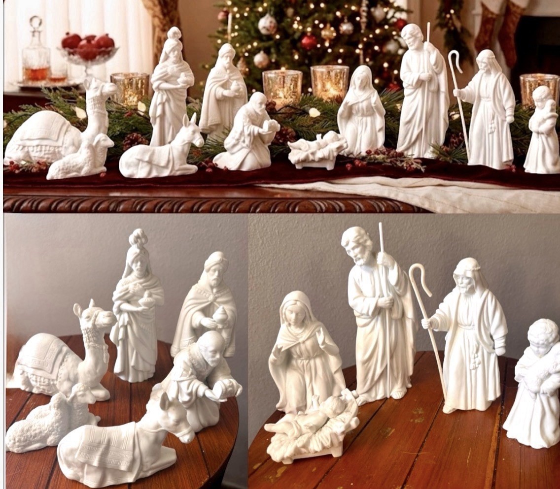 Vintage 1983 Avon Nativity Collections Unglazed White Bisque Porcelain 11pc.Set Vintage 1983 Avon Nativity Collections Unglazed White Bisque Porcelain 11pc.Set