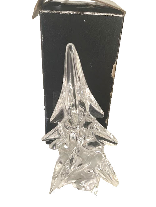 Vintage 25% Lead Crystal clear Glass pointy Christmas Tree 6” paperweight