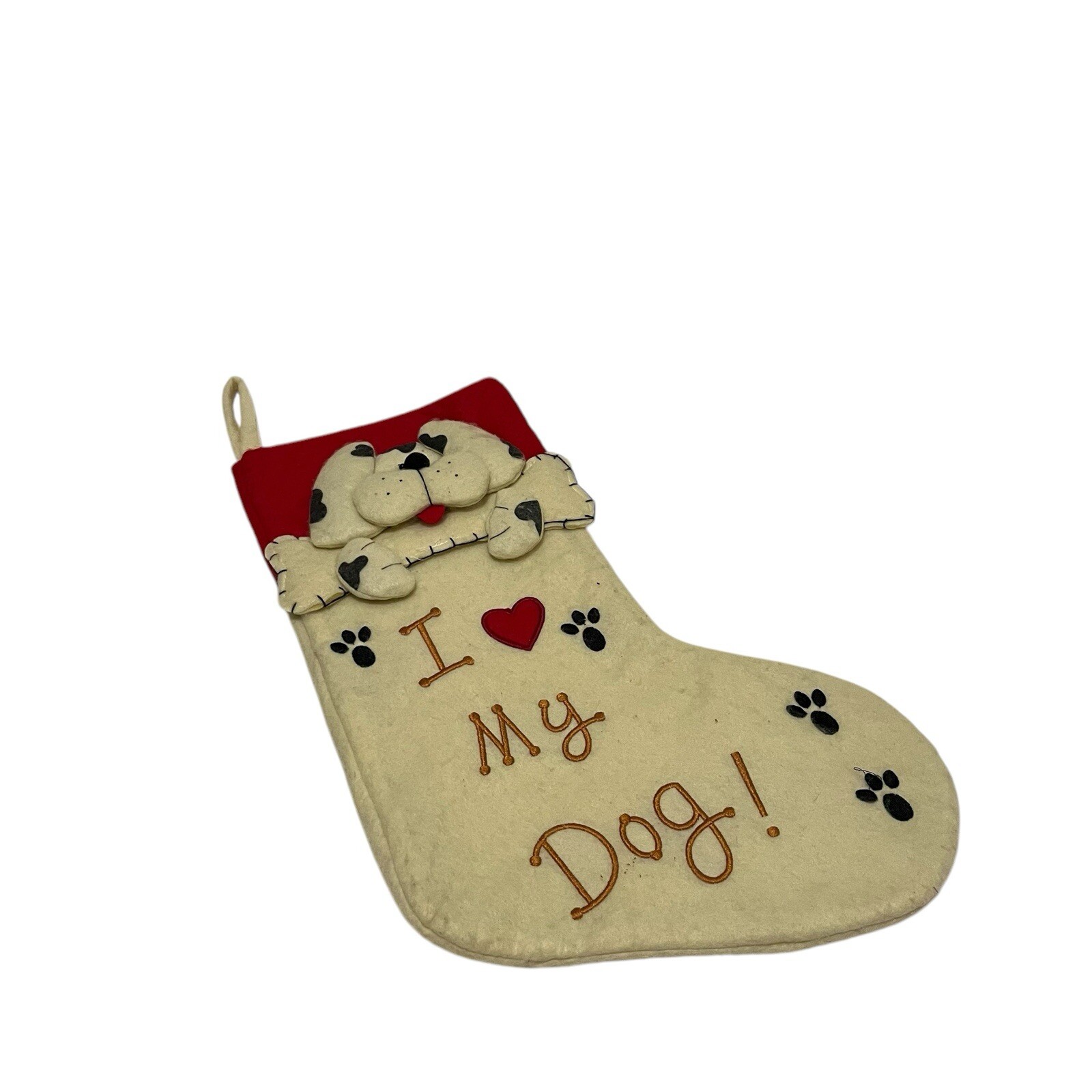 Christmas Stocking I Love My Dog 3D Puppy Dog Felt 17\