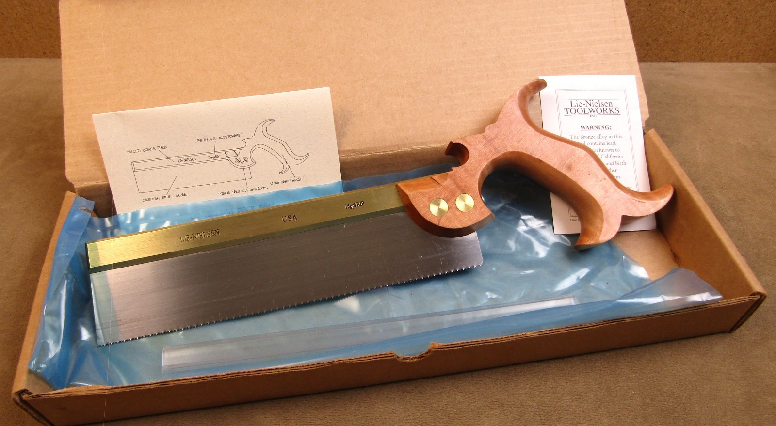 NOS VINTAGE 2006 LIE NIELSEN DOVETAIL SAW 15PPI RIP HAND SAW UNUSED OLD STOCK